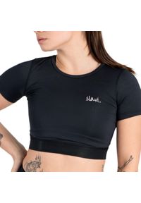 SLAVIWEAR - Koszulka sportowa fitness damski Slavi Classic Black. Kolor: czarny. Sport: fitness