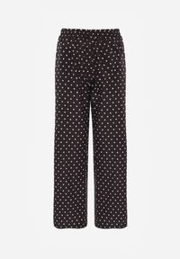 Born2be - Czarne Spodnie Casual w Groszki z Szerokimi Nogawkami i Wysokim Stanem Soleano. Okazja: na co dzień. Stan: podwyższony. Kolekcja: plus size. Kolor: czarny. Materiał: koronka. Długość: długie. Wzór: grochy. Styl: casual #6
