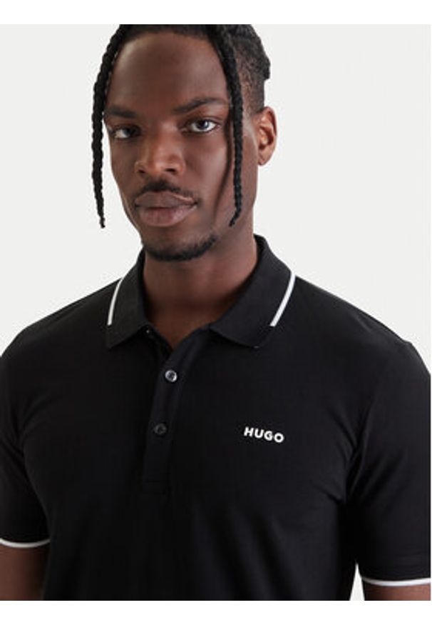 Hugo - HUGO Polo Dinoso222 50467344 Czarny Slim Fit. Typ kołnierza: polo. Kolor: czarny. Materiał: bawełna