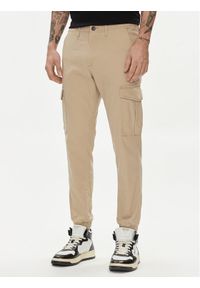 Jack & Jones - Jack&Jones Joggery Marco 12186889 Beżowy Slim Fit. Kolor: beżowy. Materiał: bawełna