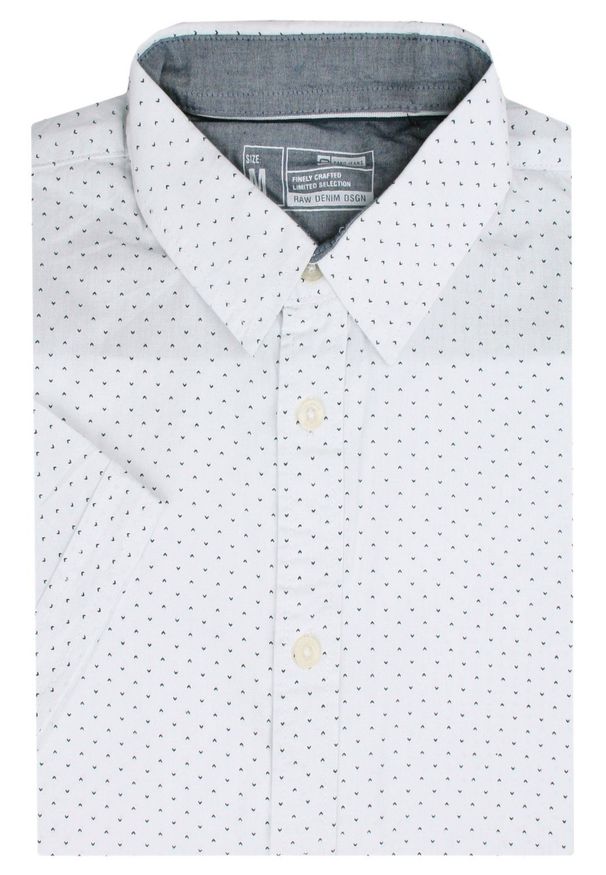 Pako Jeans - Koszula Męska Bawełniana, Biała w Drobny Wzór, Casualowa, Krótki Rękaw -PAKO JEANS. Okazja: na co dzień. Kolor: biały. Materiał: bawełna. Długość rękawa: krótki rękaw. Długość: krótkie. Styl: casual
