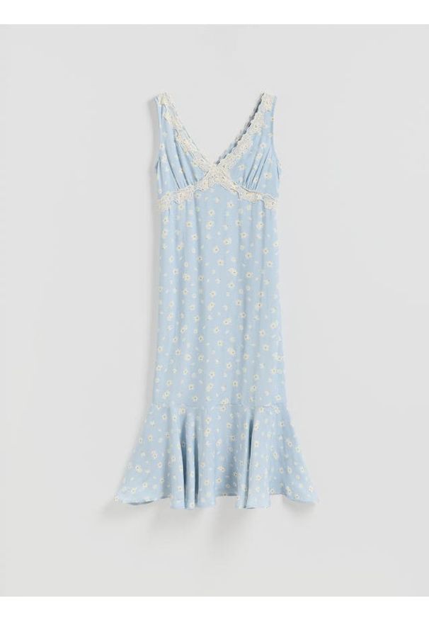 Reserved - Sukienka w kwiaty - wielobarwny. Materiał: wiskoza, tkanina. Wzór: kwiaty. Typ sukienki: proste