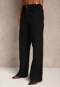 Renee - Czarne Bawełniane Jeansy High Waist z Szerokimi Nogawkami Leetie. Okazja: na co dzień. Stan: podwyższony. Kolor: czarny. Styl: casual, elegancki #4