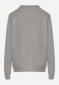 Born2be - Szary Casualowy Sweter z Wełną i Bawełną Nedalla. Okazja: na co dzień. Kolor: szary. Materiał: wełna, bawełna. Długość rękawa: długi rękaw. Długość: długie. Styl: casual #3