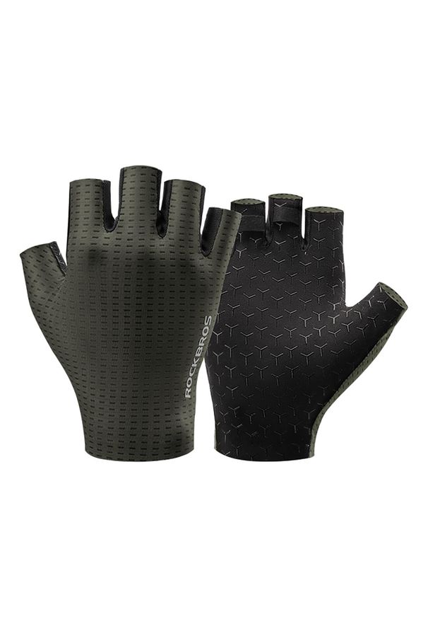 ROCKBROS - Rękawiczki rowerowe Rockbros oddychające, krótkie palce. Kolor: zielony. Materiał: materiał. Sport: kolarstwo