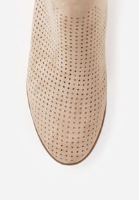 Renee - Jasnobeżowe Botki Vices na Płaskiej Podeszwie Ozdobione Wycięciem Felirwen. Kolor: beżowy. Materiał: jeans, wełna. Wzór: aplikacja. Obcas: na płaskiej podeszwie. Styl: elegancki #8