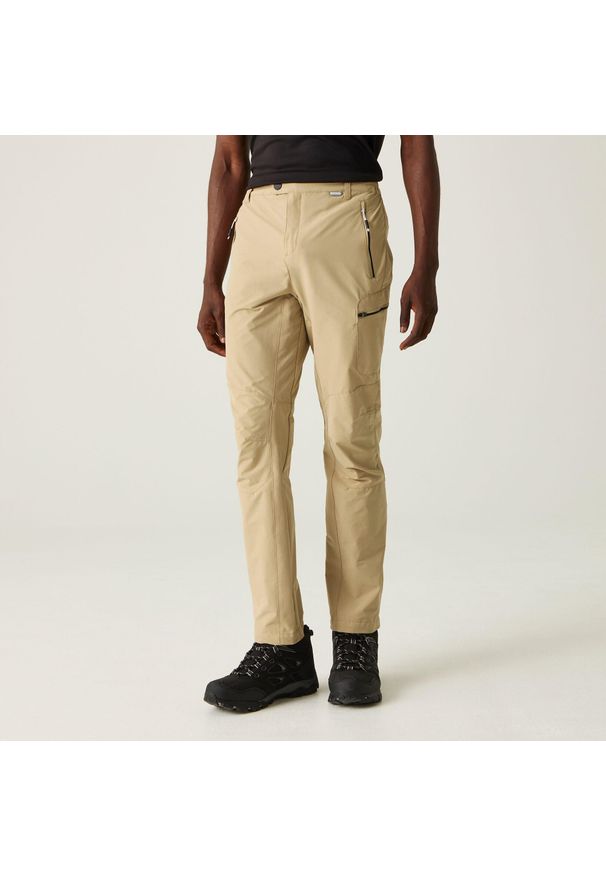 Regatta - Męskie spodnie trekkingowe Highton. Kolor: beżowy. Sezon: lato. Sport: turystyka piesza