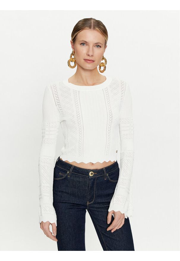 Guess Sweter Adaline W4GR08 Z2U00 Écru Regular Fit. Materiał: syntetyk, wiskoza