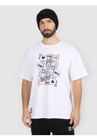 4f - 4F T-shirt loose z nadrukiem męski - biały L. Okazja: na co dzień. Kolor: biały. Materiał: dzianina, bawełna, materiał. Wzór: nadruk. Styl: casual #1