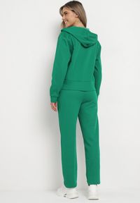 Born2be - Ciemnozielony Bawełniany Komplet Dresowy Bluza z Kapturem i Spodnie z Gumką Xerissta. Kolor: zielony. Materiał: dresówka, bawełna #7