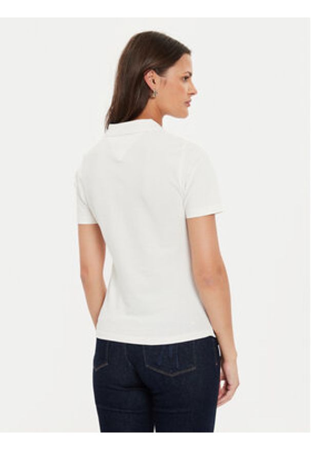 TOMMY HILFIGER - Tommy Hilfiger Polo Script WW0WW43624 Écru Slim Fit. Typ kołnierza: polo. Materiał: bawełna