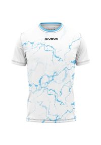 T-shirt Givova Sport Grafitowo-Biały-Niebieski L Oddychający i Lekki. Kolor: niebieski, biały, wielokolorowy. Materiał: poliester. Wzór: haft, nadruk. Sport: fitness, piłka nożna