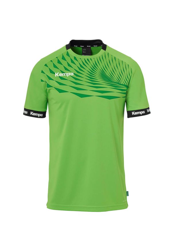 KEMPA - Koszulka dla dzieci Kempa Wave 26. Typ kołnierza: kołnierzyk kontrastowy. Kolor: szary, niebieski, wielokolorowy. Wzór: napisy. Sport: piłka nożna