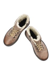 Brązowe Trzewiki Armodo Ocieplane Obuwie Damskie. Zapięcie: sznurówki. Kolor: brązowy. Materiał: skóra, materiał, futro, syntetyk, guma. Sezon: zima. Obcas: na koturnie. Styl: klasyczny #7