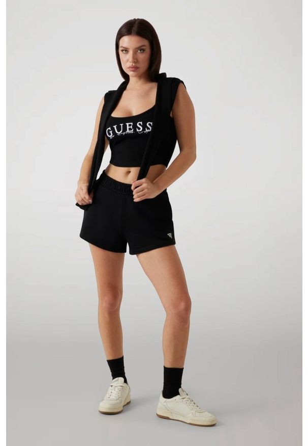 Guess - GUESS Czarne damskie szorty Primula, Rozmiar L. Kolor: czarny