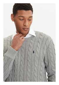 Polo Ralph Lauren Sweter 710775885013 Szary Regular Fit. Typ kołnierza: polo. Kolor: szary. Materiał: bawełna