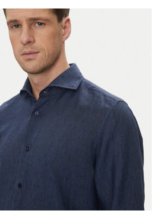 JOOP! Koszula 17 JSH-146Pai-W 30046075 Granatowy Slim Fit. Kolor: niebieski. Materiał: len