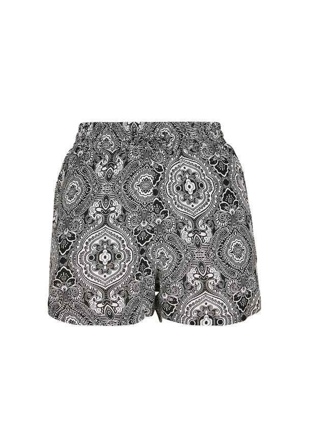 Urban Classics - Szorty damskie Urban Classic resort. Kolor: czarny, wielokolorowy, biały. Materiał: wiskoza. Długość: krótkie. Sezon: lato