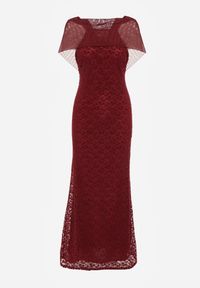 Born2be - Bordowa Asymetryczna Sukienka z Falbaną Nawedina. Kolor: czerwony. Materiał: poliester. Typ sukienki: asymetryczne #3