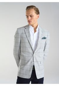 Pako Lorente - PAKO LORENTE – Jasnoszara marynarka męska w kratkę. Okazja: na co dzień. Kolor: szary. Wzór: kratka. Styl: sportowy, elegancki, casual #3
