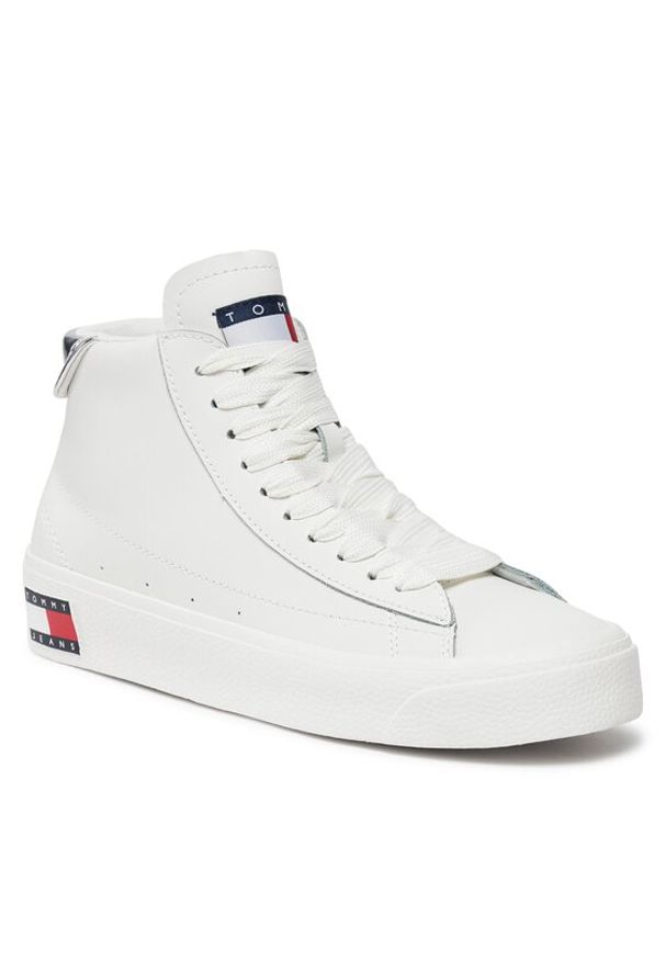 Tommy Jeans Sneakersy Tjw Vulc Leather Plat Mc EN0EN02285 Biały. Kolor: biały