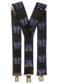 Modini - Szerokie czarne szelki choppers w motocykle T24. Kolor: czarny. Materiał: skóra, guma #1