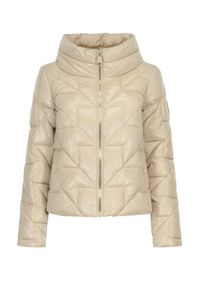 Ochnik - Kurtka jesienna damska pikowana. Typ kołnierza: bez kaptura. Kolor: beżowy. Materiał: nylon. Sezon: jesień #4