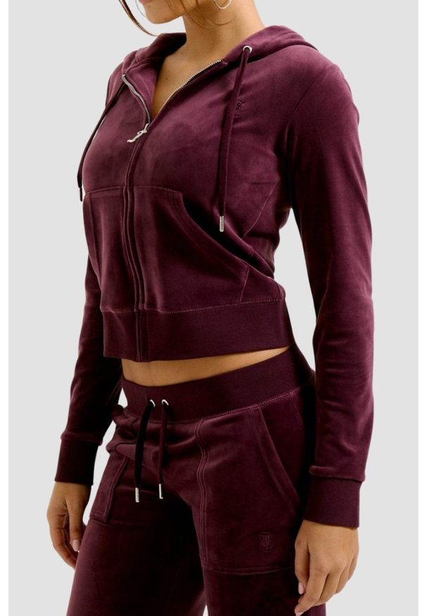 Juicy Couture - JUICY COUTURE Fioletowa damska bluza Robertson Hoodie, Rozmiar M. Kolor: fioletowy. Materiał: elastan, poliester