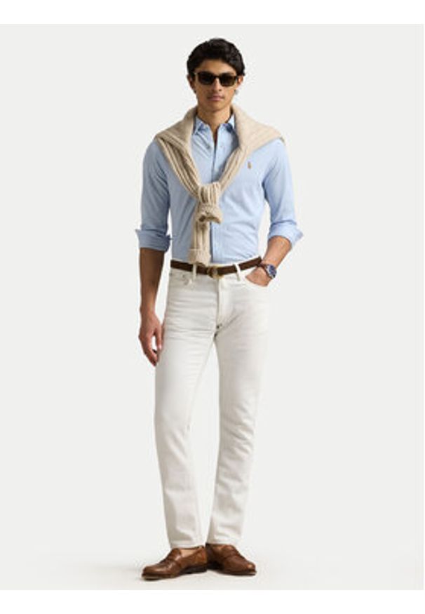 Polo Ralph Lauren Koszula 710932545013 Błękitny Slim Fit. Typ kołnierza: polo. Kolor: niebieski. Materiał: bawełna