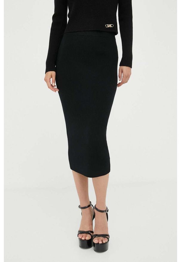 MICHAEL Michael Kors spódnica wełniana kolor czarny midi ołówkowa. Kolor: czarny. Materiał: wełna