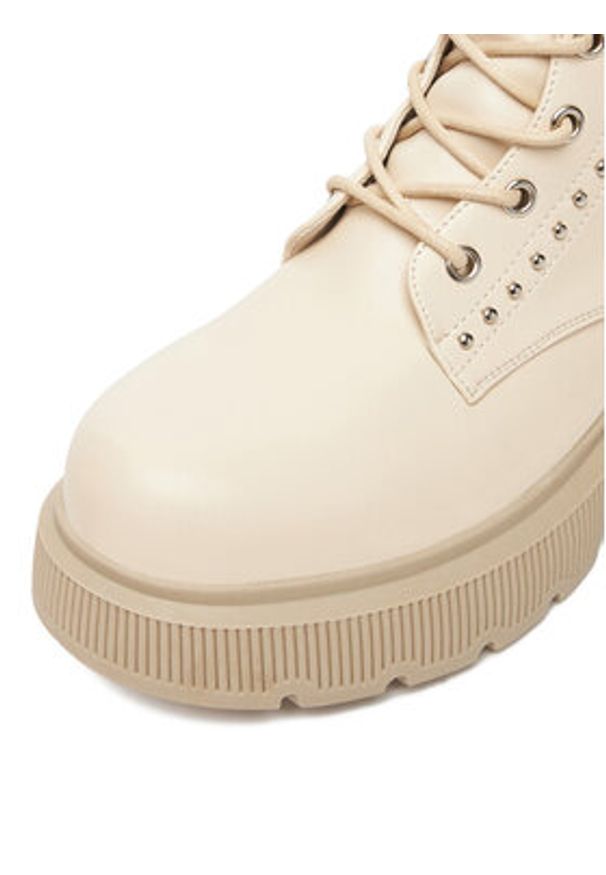 DeeZee Trzewiki HX24026-1 Écru. Kolor: kremowy. Materiał: skóra