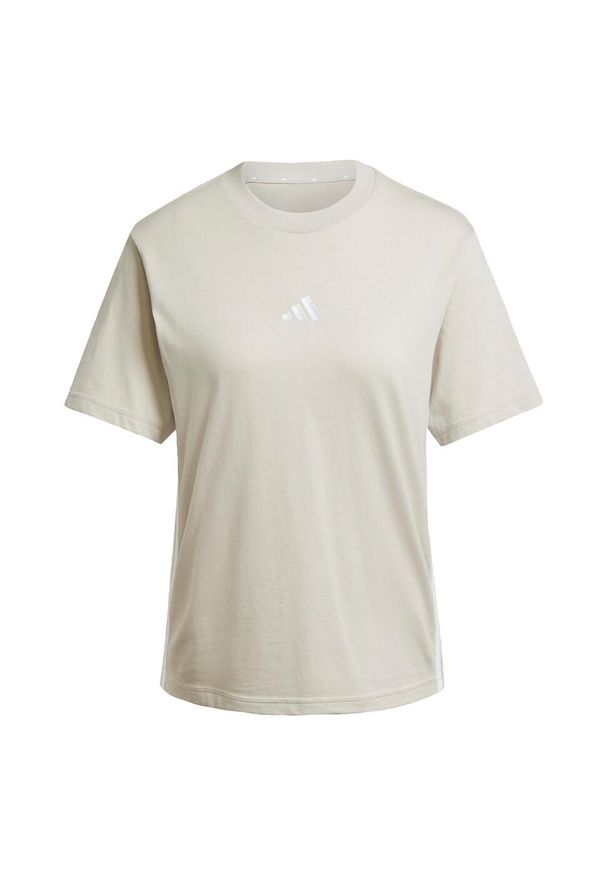 Adidas - Koszulka Essentials 3-Stripes Cotton. Kolor: biały, wielokolorowy, beżowy. Materiał: bawełna