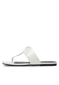 Calvin Klein Jeans Japonki Flat Sandal Slide Toepost Mg Met YW0YW01342 Biały. Kolor: biały. Materiał: skóra