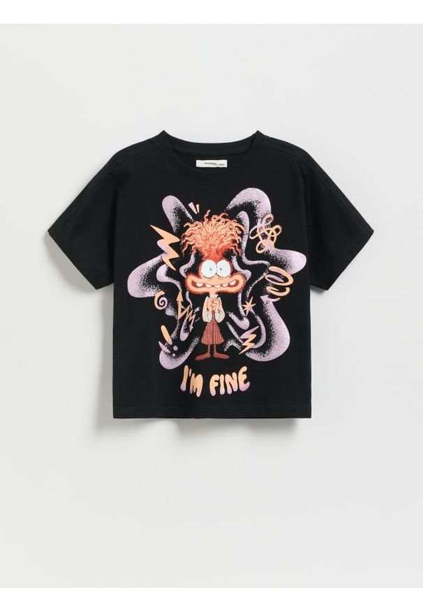 Reserved - Bawełniany t-shirt Disney - czarny. Kolor: czarny. Materiał: bawełna. Wzór: motyw z bajki