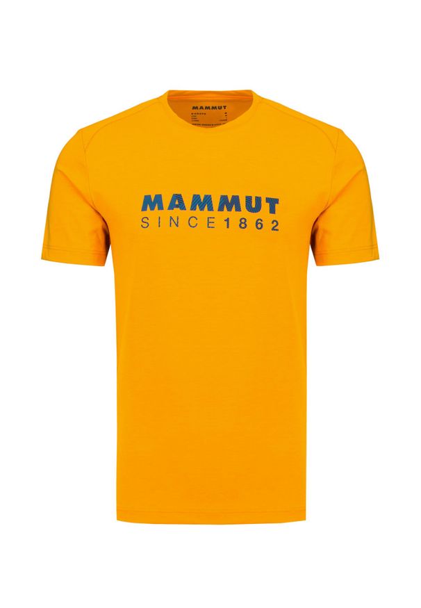 Mammut - T-shirt MAMMUT TROVAT. Kolor: żółty. Materiał: tkanina. Wzór: nadruk, napisy, geometria. Sport: outdoor