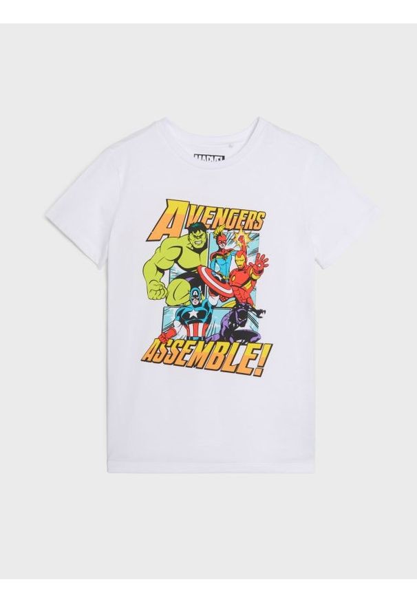 Sinsay - Koszulka Avengers - biały. Kolor: biały. Wzór: motyw z bajki
