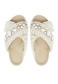 Inuikii WOVEN STONES PLATFORM Klapki damskie. Kolor: kremowy. Materiał: bawełna, skóra. Wzór: paski, aplikacja. Sezon: lato. Obcas: na platformie. Styl: boho, elegancki, wakacyjny