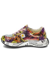 Pomarańczowe Sneakersy Laura Vita Stylowe Obuwie Damskie. Kolor: pomarańczowy. Materiał: materiał, skóra. Szerokość cholewki: normalna. Wzór: nadruk, kolorowy. Sezon: wiosna. Styl: elegancki #7