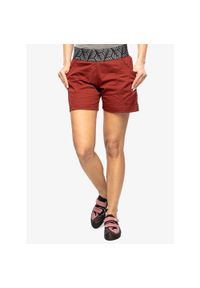 OCUN - Spodenki damskie Ocun Pantera Organic Shorts. Kolor: czerwony. Wzór: motyw zwierzęcy