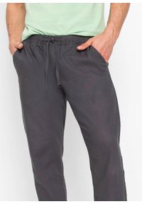 bonprix - Spodnie z gumką w talii z przewiewnej mieszanki lnu, straight. Kolor: szary. Materiał: len. Sezon: lato #2