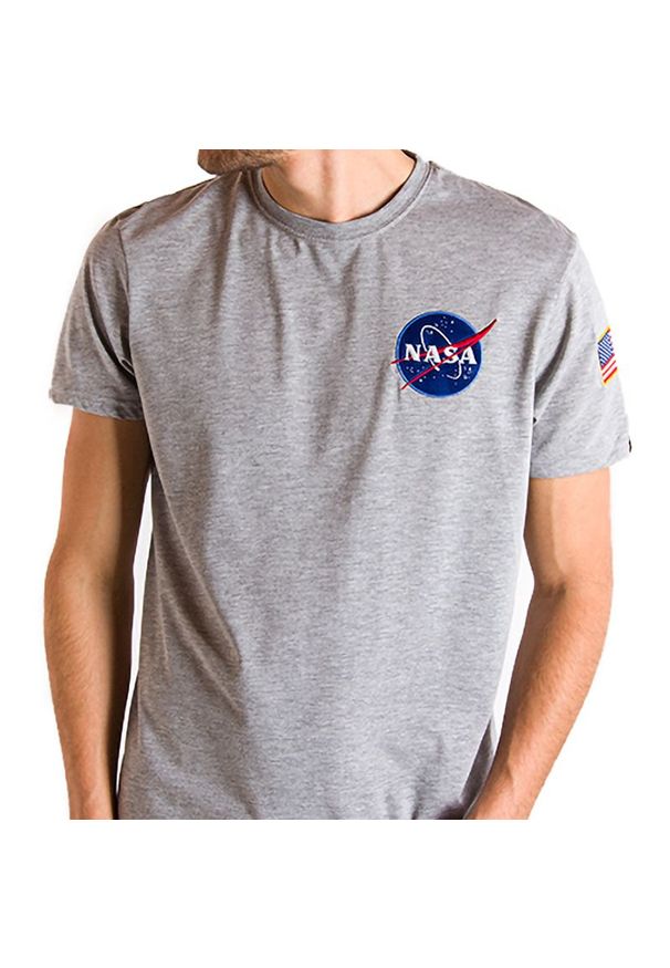 Koszulka Alpha Industries Space Shuttle T 17650717 - szara. Kolor: szary. Materiał: bawełna, jersey, materiał. Wzór: aplikacja