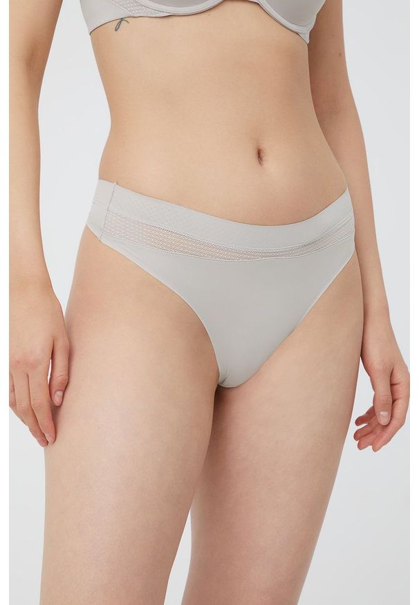 Calvin Klein Underwear stringi kolor szary. Kolor: szary