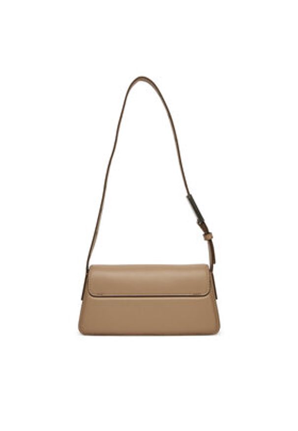 Calvin Klein Jeans Torebka Belted Small Shoulder Bag LV04K3110G Beżowy. Kolor: beżowy. Materiał: skórzane