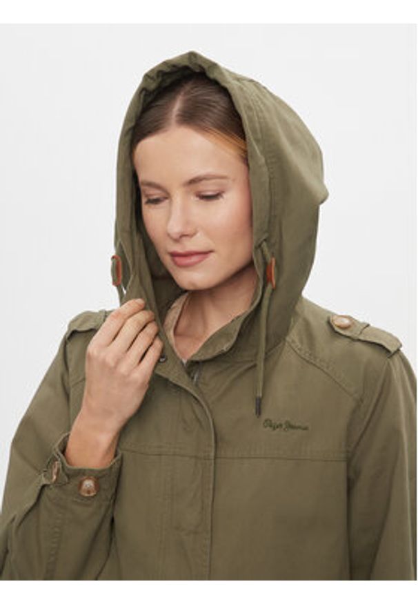 Pepe Jeans Parka Sally PL402319 Zielony Regular Fit. Kolor: zielony. Materiał: bawełna