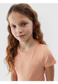 4f - 4F T-shirt gładki dziewczęcy - różowy 140 (9-10 lat). Okazja: na co dzień. Kolor: różowy. Materiał: bawełna, jersey, dzianina. Długość rękawa: krótki rękaw. Długość: krótkie. Wzór: gładki. Sezon: lato. Styl: sportowy, casual