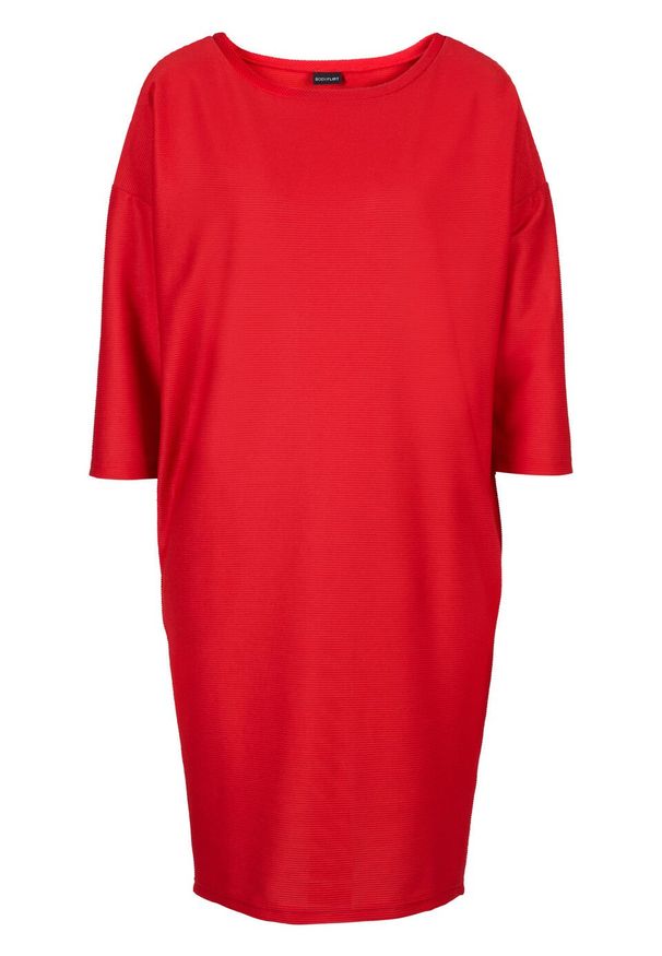 Sukienka z dżerseju, rękawy 3/4 bonprix czerwony. Kolor: czerwony. Materiał: jersey