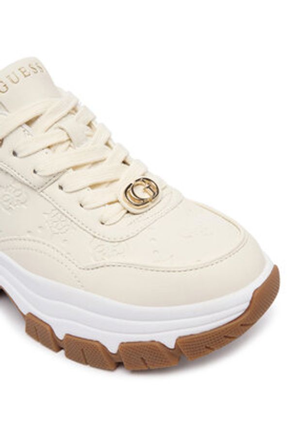 Guess Sneakersy FLFBRT PEL12 Écru. Kolor: kremowy. Materiał: skóra