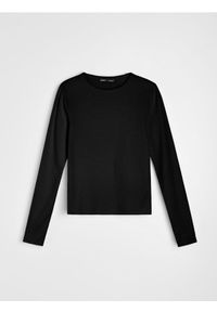 Sinsay - Bawełniana koszulka z długim rękawem - czarny. Kolor: czarny. Materiał: bawełna. Długość rękawa: długi rękaw. Długość: długie