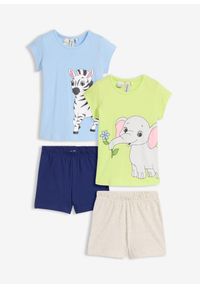 bonprix - Piżama z krótkimi spodenkami z miękkiej bawełny (2 szt.). Kolor: niebieski. Materiał: bawełna. Długość: krótkie. Wzór: nadruk #1