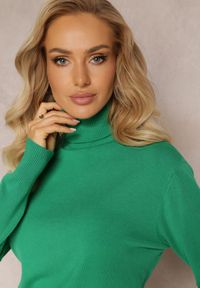 Renee - Zielony Sweter Golf o Dopasowanym Fasonie z Wiskozą Nalexa. Typ kołnierza: golf. Kolor: zielony. Materiał: wiskoza. Długość rękawa: długi rękaw. Długość: długie. Sezon: jesień, zima. Styl: klasyczny #3